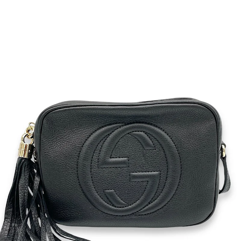 Chic Trend Collection Soho  Black Crossbody Bag in Calfskin, Gold hardware