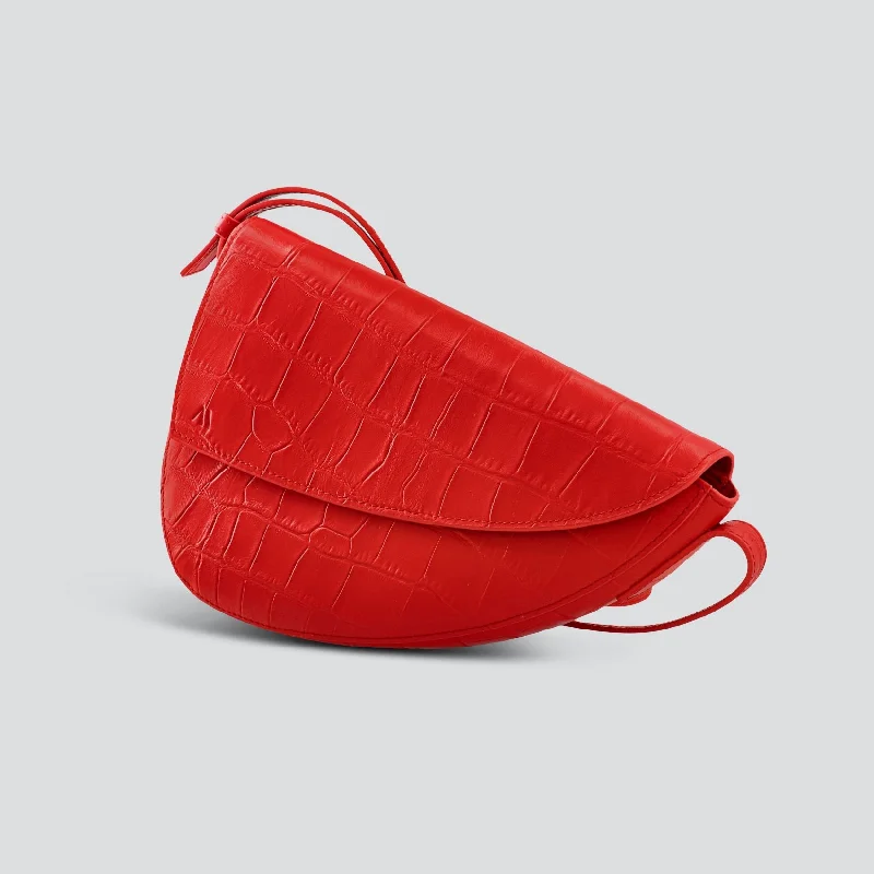 Bid Farewell To The Old Season Rebel Cross Body  - soft croco poppy red