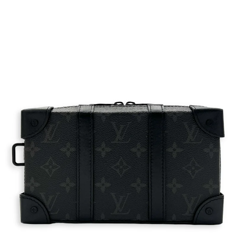 Timeless Elegance Redefined Soft Trunk Crossbody Bag Grey in Coated Canvas, Lacquered Metal hardware