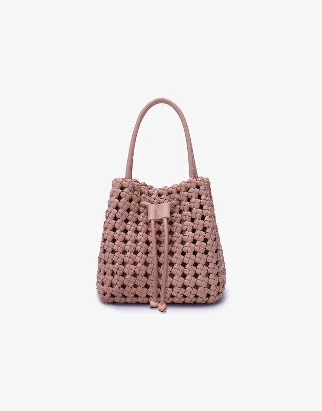Contemporary Chic Promotions PERRIE BUCKET MINI WOVEN SQUARE LIGHT TAN