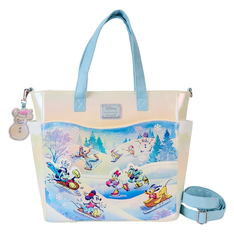 Daily Deals Loungefly Mickey & Friends Winter Wonderland Scene Convertible Backpack & Tote Bag
