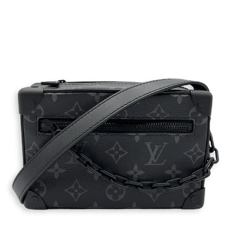 Mega Sale Soft Trunk Crossbody Bag Black in Monogram Coated Canvas, Lacquered Metal hardware