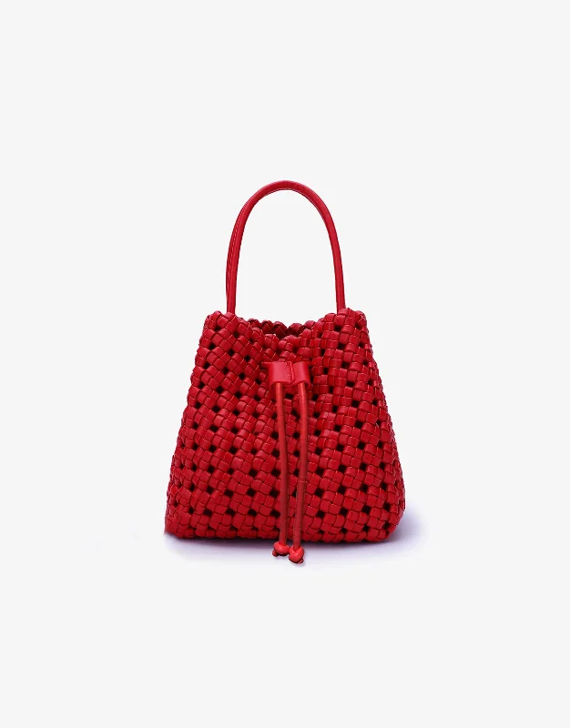 New In This Season PERRIE BUCKET MINI WOVEN SQUARE RED