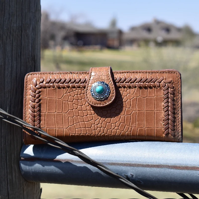 Senior Travelers Aero Croc Embossed Leather Wallet