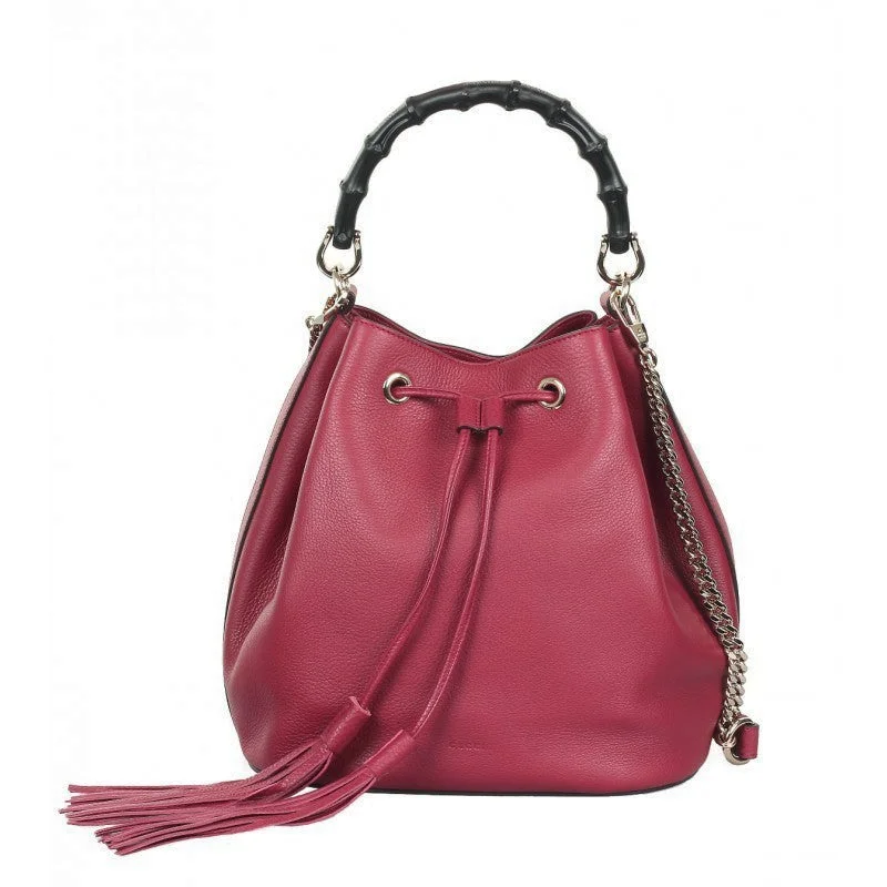Bag Deals Gucci Bordeaux leather Miss Bamboo bucket bag