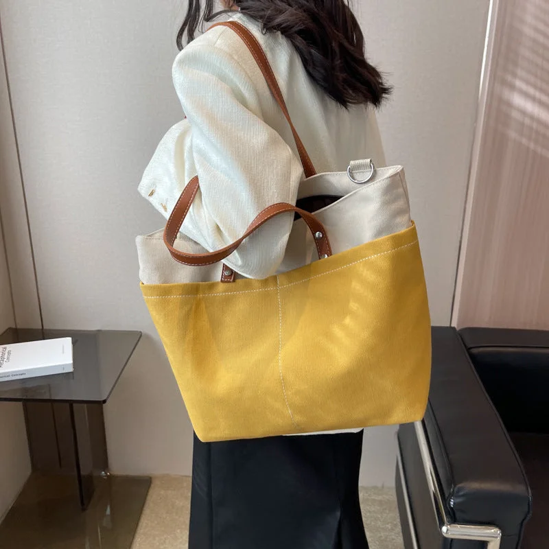 Bag For Luxury Lovers Casual Spliced Commuting Canvas Bag