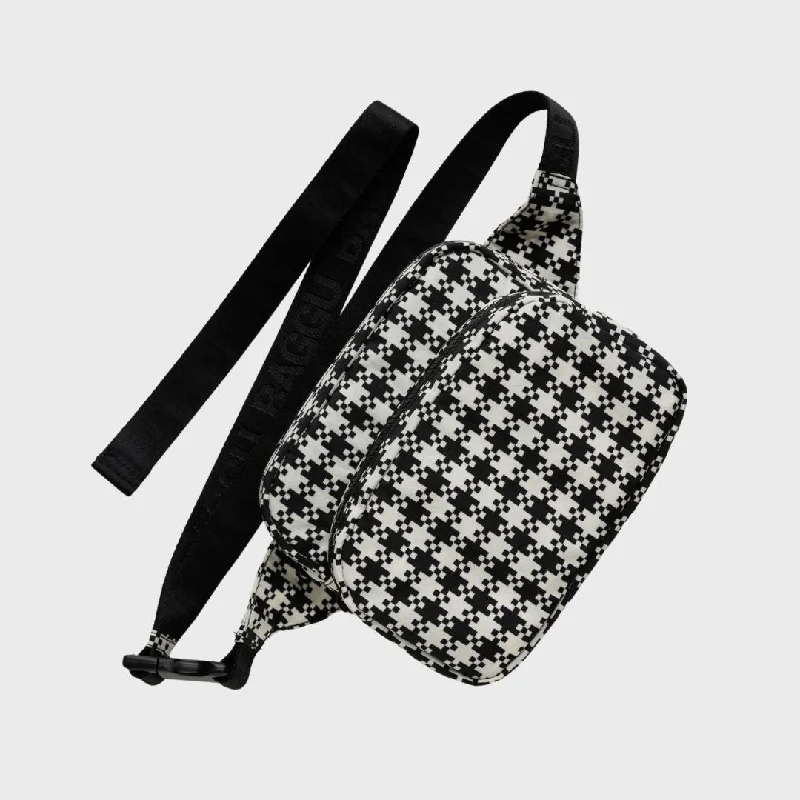 Luxury Seekers Fanny Pack (Black & White Pixel Gingham)