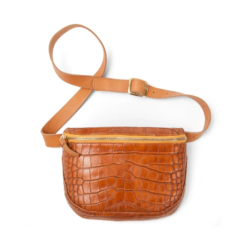 Luxury Bags On Sale Leather Fanny Pack (Cuoio Autumn Croco)