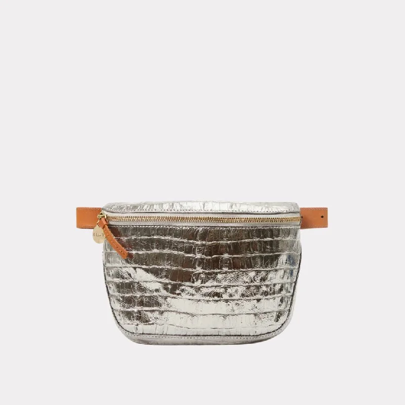 Spacious And Discounted Bags Fanny Pack (Metallic Croco Silver)