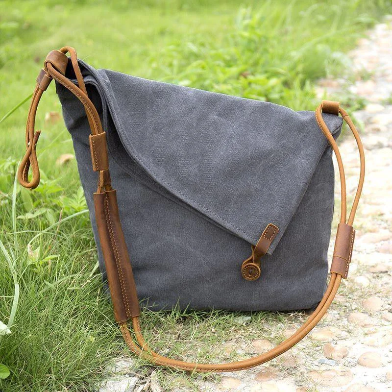 Handbag For Women gray casual canvas women leather bags
