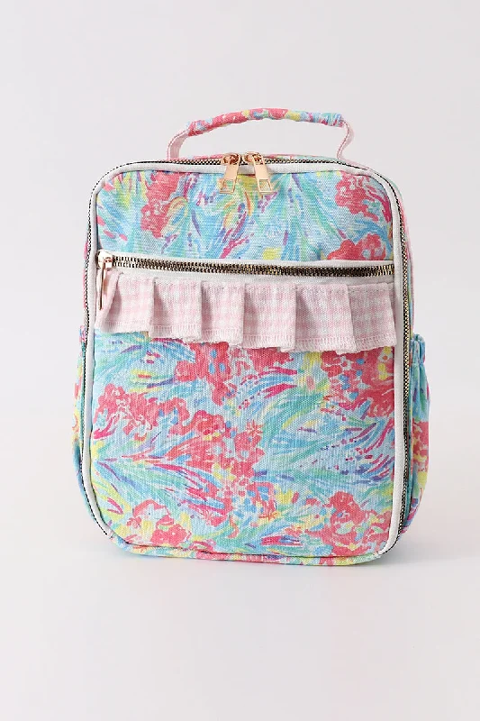 Durable And Fashionable Bags For Daily Use Green floral ruffle lunch bag