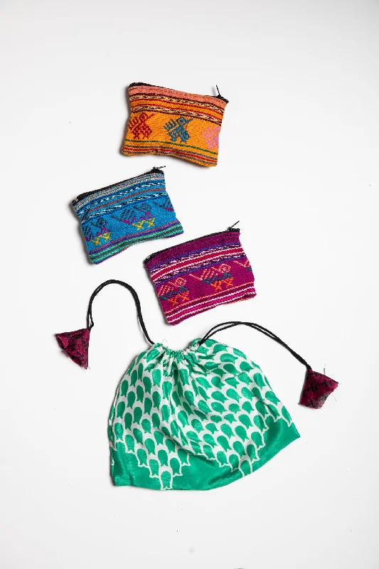 Luxury Bags For Professionals With Discounts Guatemalan Woven Coin Purse Trio