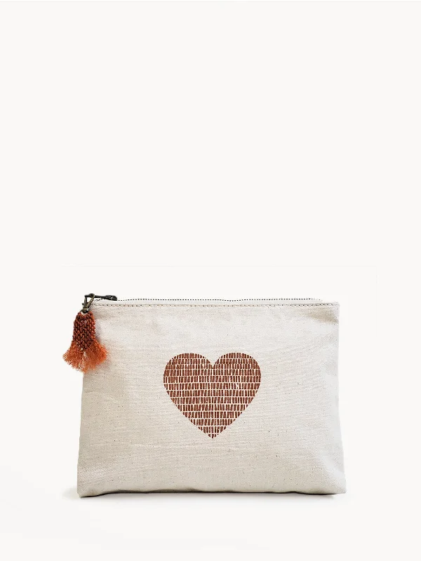 Limited-Time Offer On Trendy Bags Hand Screen Printed Cotton Canvas Pouch - Love