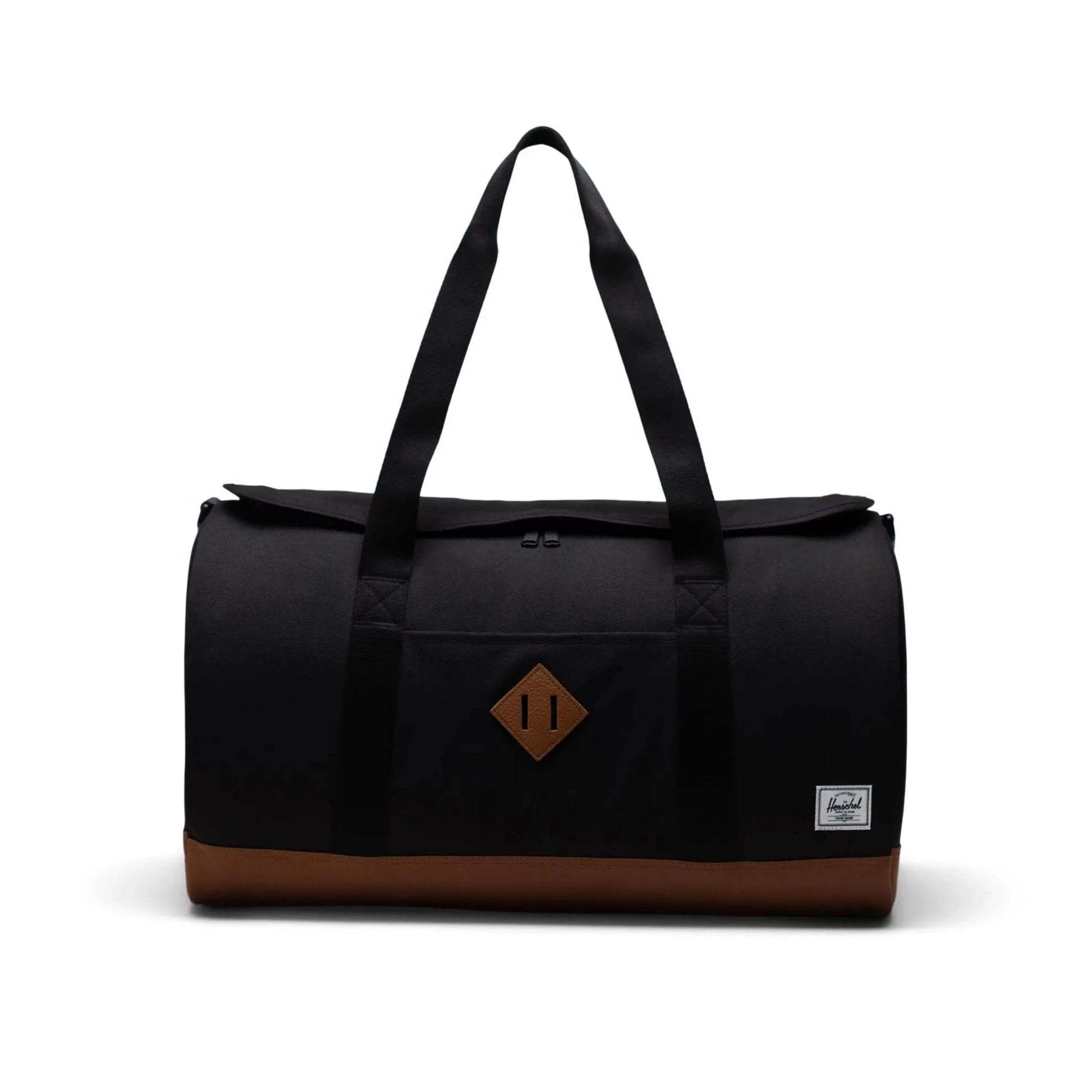 Seasonal Clearance Bags For Summer, Winter, Etc. Heritage Duffle (Black + Saddle Brown)