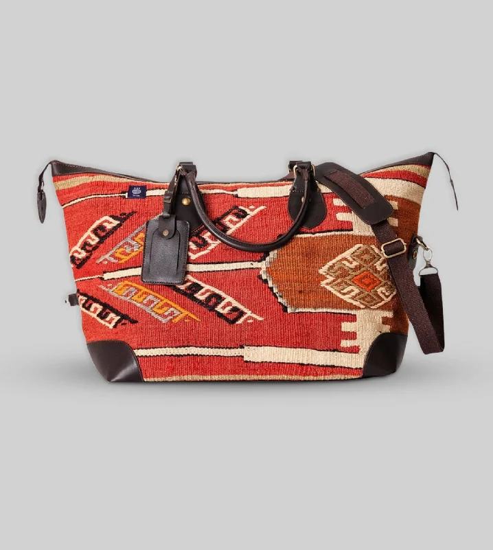 Minimalist Leather Bag For Modern Aesthetics Kilim Weekender Bag