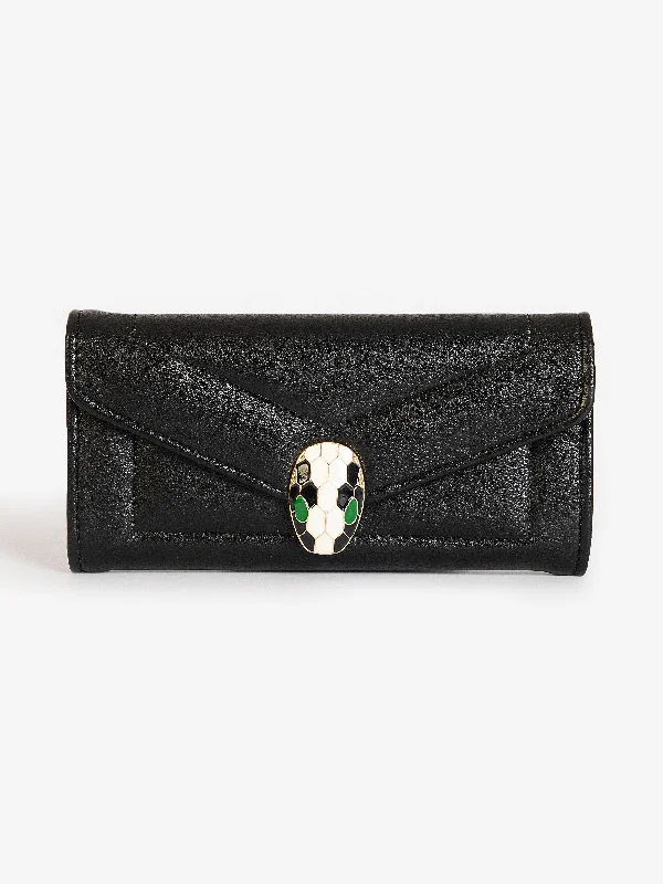 Customizable Bags For Personalized Style Snake Textured Brooch Wallet
