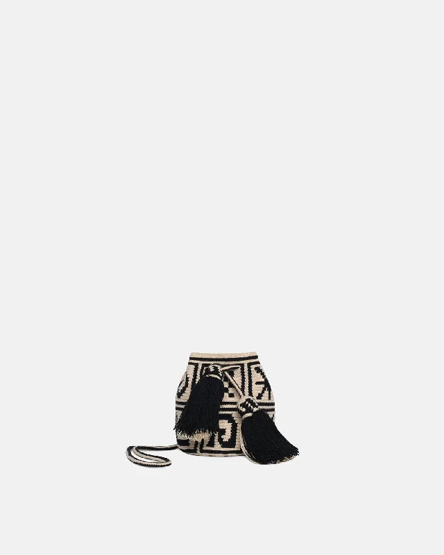 Bags For Urban And Trendy Looks Wayuu Symbol Mini - Crocheted Bucket Bag - Kopjafa Black/Creme