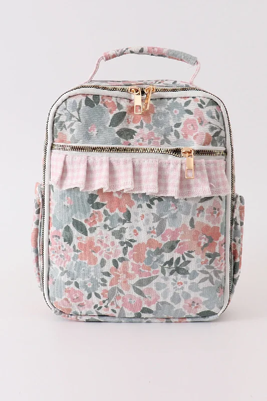 High-Quality Bags Pink floral lunch bag