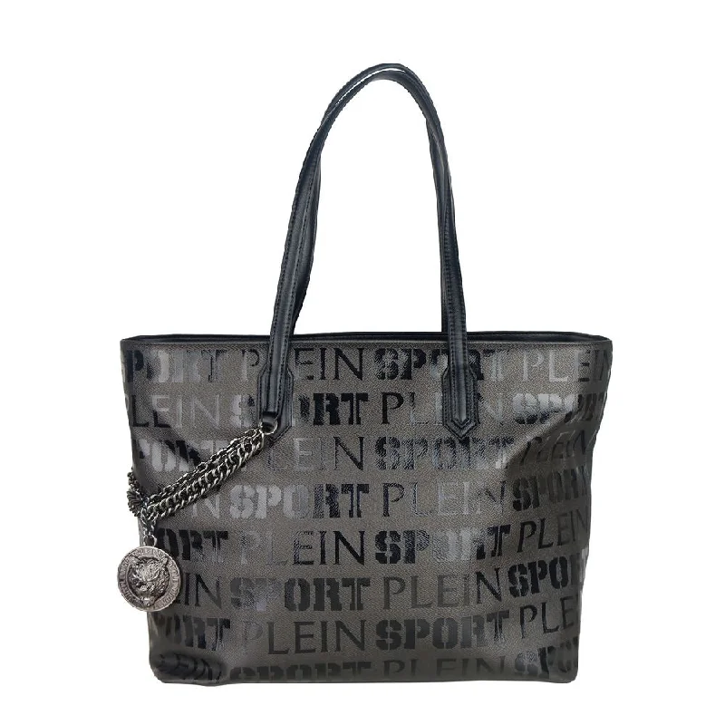 Trendy Bags Plein Sport Sleek Black Designer Shopping Bag with Logo Print