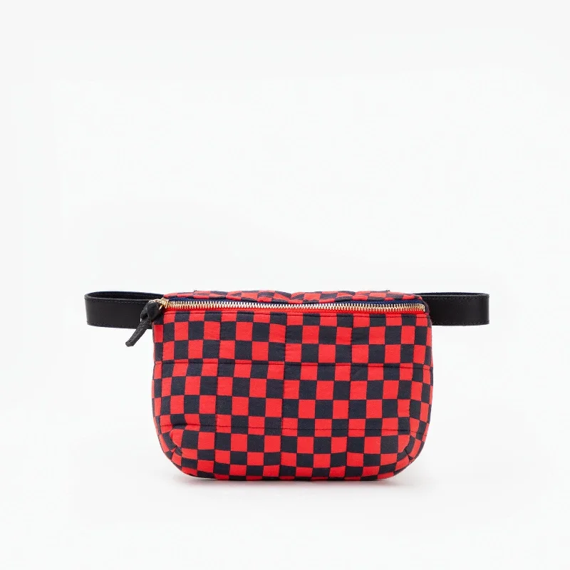 Vintage-Inspired Quilted Fanny Pack (Red + Navy Checker)