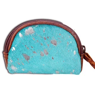 Stylish Bags For Fashion Influencers And Bloggers Turquoise Acid Wash Hide Coin Purse