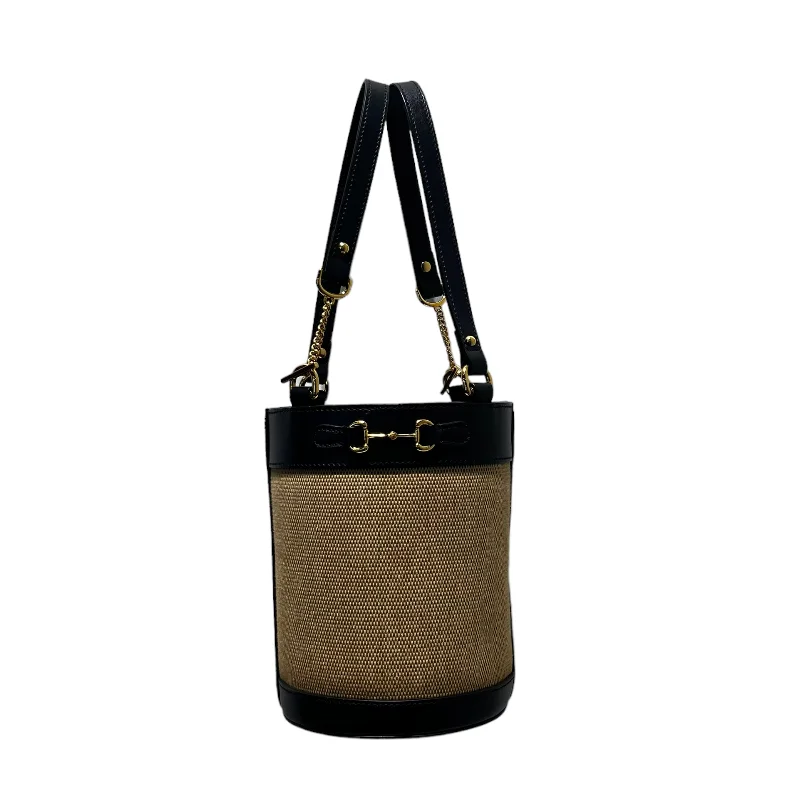Spacious And Discounted Bags GUCCI/Basket Bag/S/Cotton/BEG/HORSEBIT 1955 BUCKET BAG