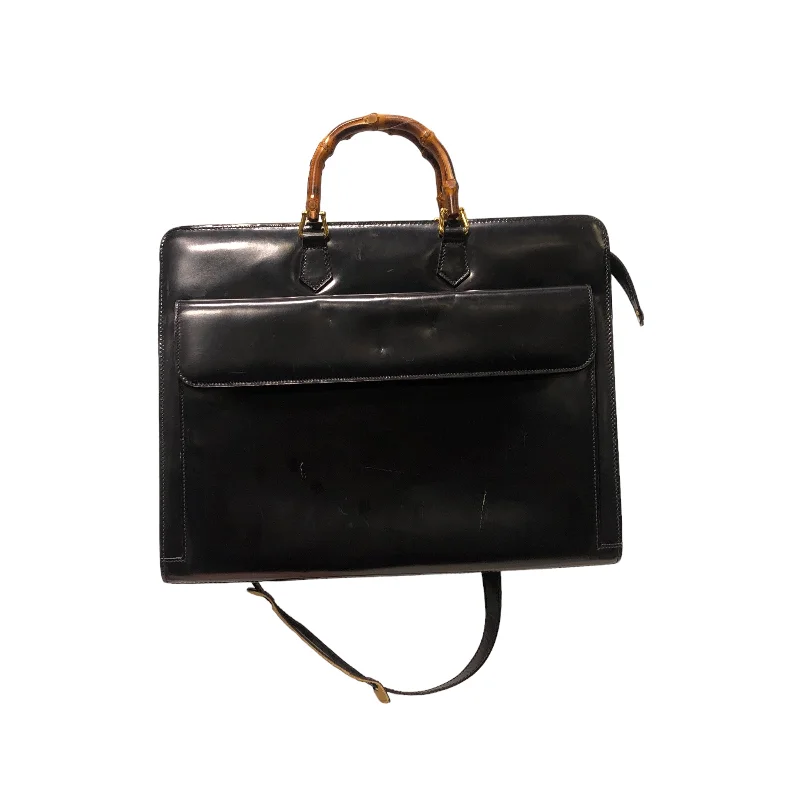 Edgy Bags For Bold And Daring Fashionistas GUCCI/Bag/Leather/BLK/BAMBOO BRIEFCASE
