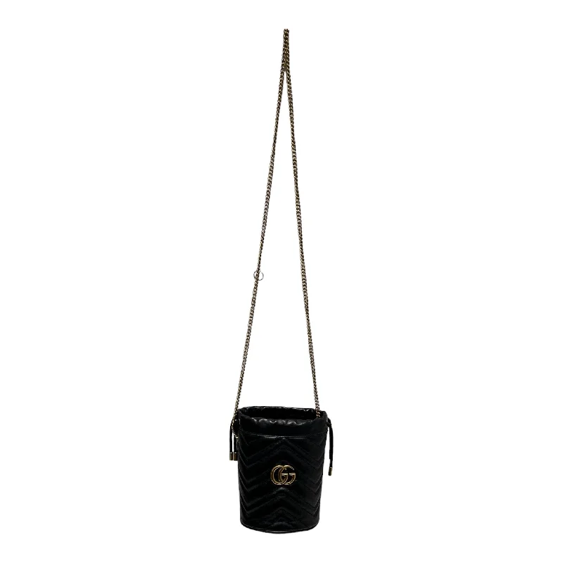 Affordable Bags For College Students On Sale GUCCI/Basket Bag/Leather/BLK/Marmont Mini Bucket Bag