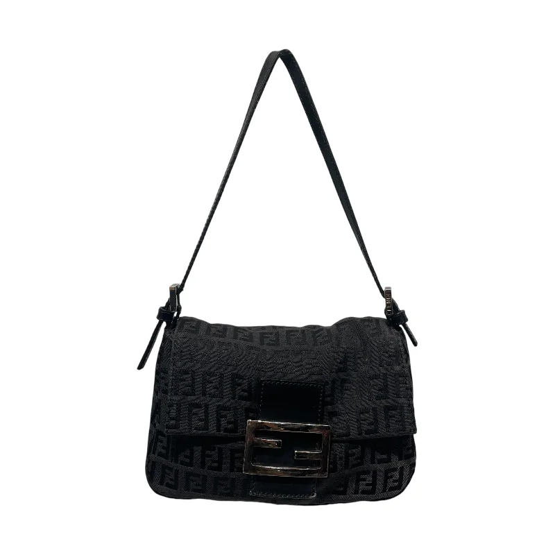 Bags With Discounts FENDI/Hand Bag/Monogram/Cotton/BLK/MINI BAGUETTE