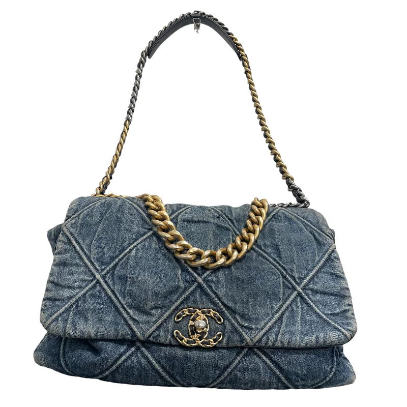 Genuine Bags On Clearance Sale CHANEL/Cross Body Bag/Denim/BLU/MAXI 19 FLAP BAG