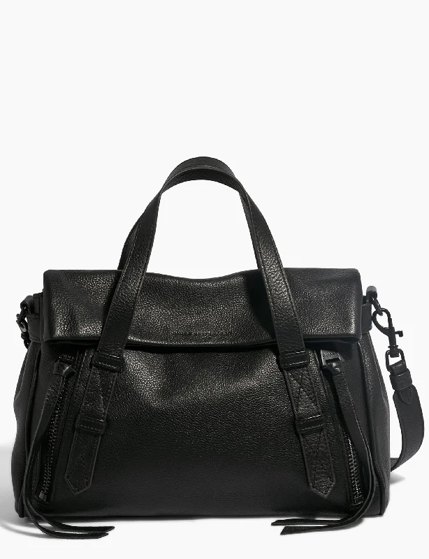 Designer Bags For Luxury Collectors Bali Double Entry Satchel, Shiny Black