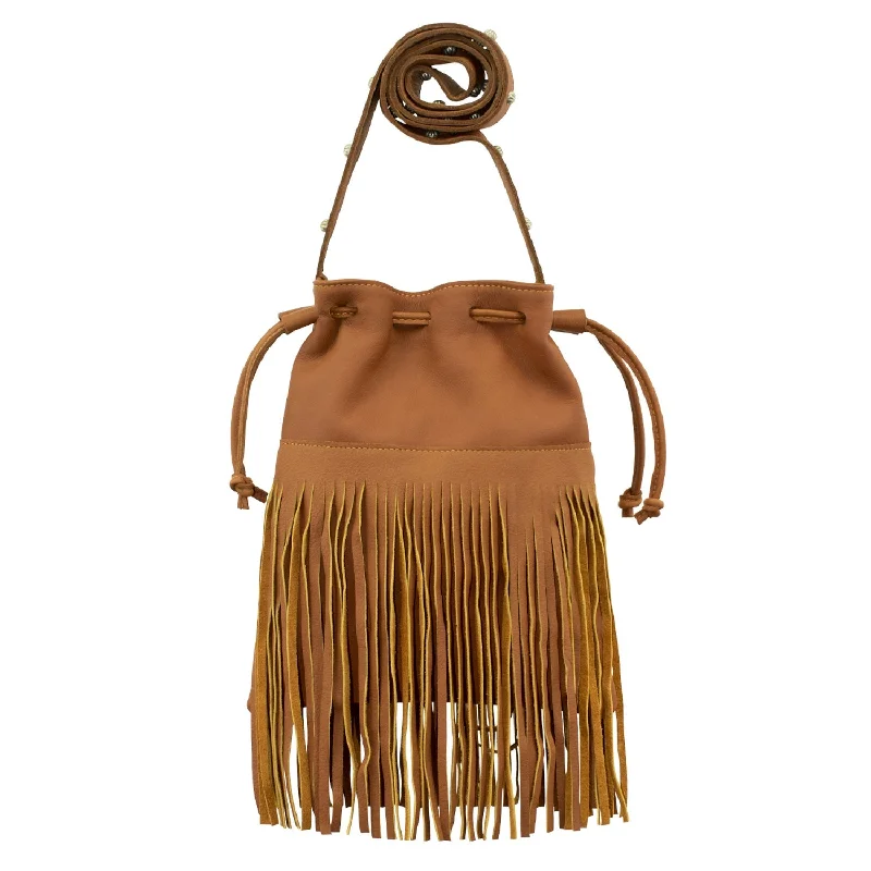 High-Quality Bags American West Womens Fringed Cowgirl Natural Tan Leather Bucket Bag
