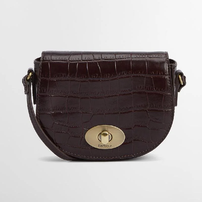 Minimalist Leather Bag For Modern Aesthetics Barbour Eilein Leather Ladies Saddle Bag - Black Cherry