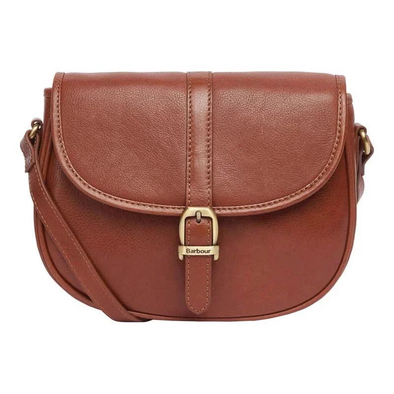 Flash Sale On Premium Bags Barbour Laire Medium Leather Ladies Saddle Bag - Brown