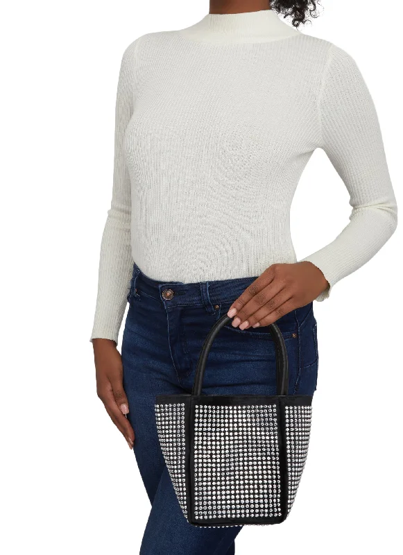 Evening Events Studded Convertible Mini Bucket Bag