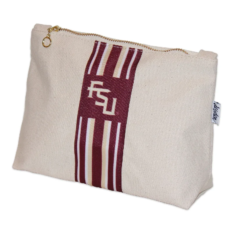Bags With Discounts Desden Stacked FSU Logo Canvas Pouch