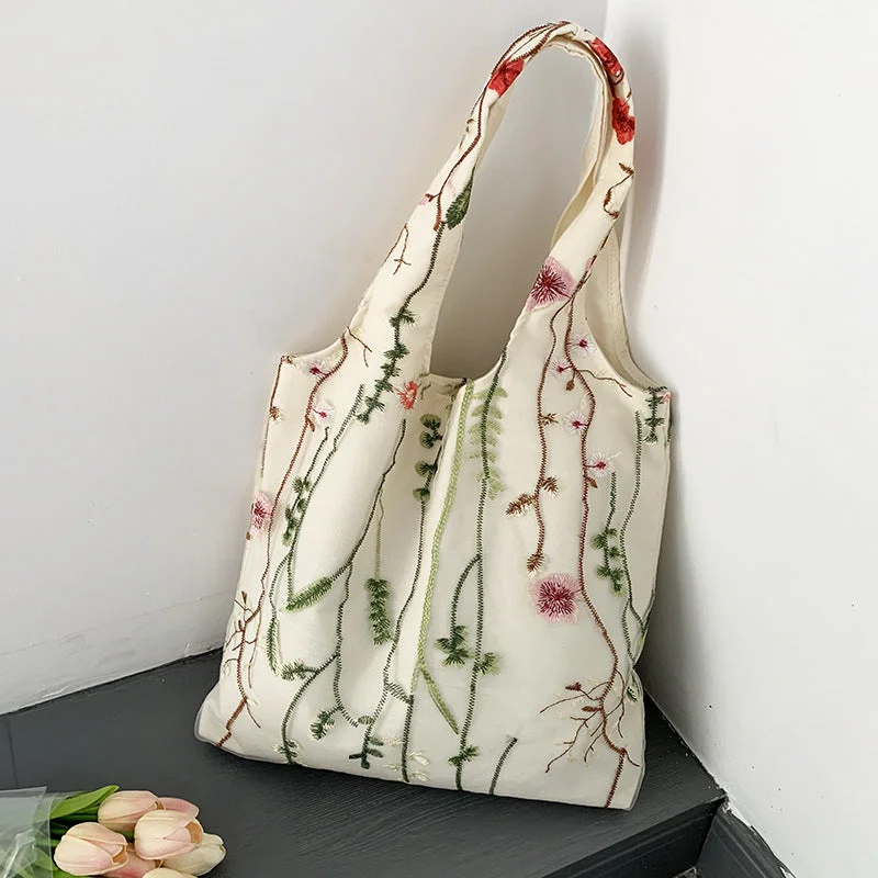 Luxurious Bags With Limited-Time Offers Embroidered Canvas Holiday Shopping Bag Schoolbag