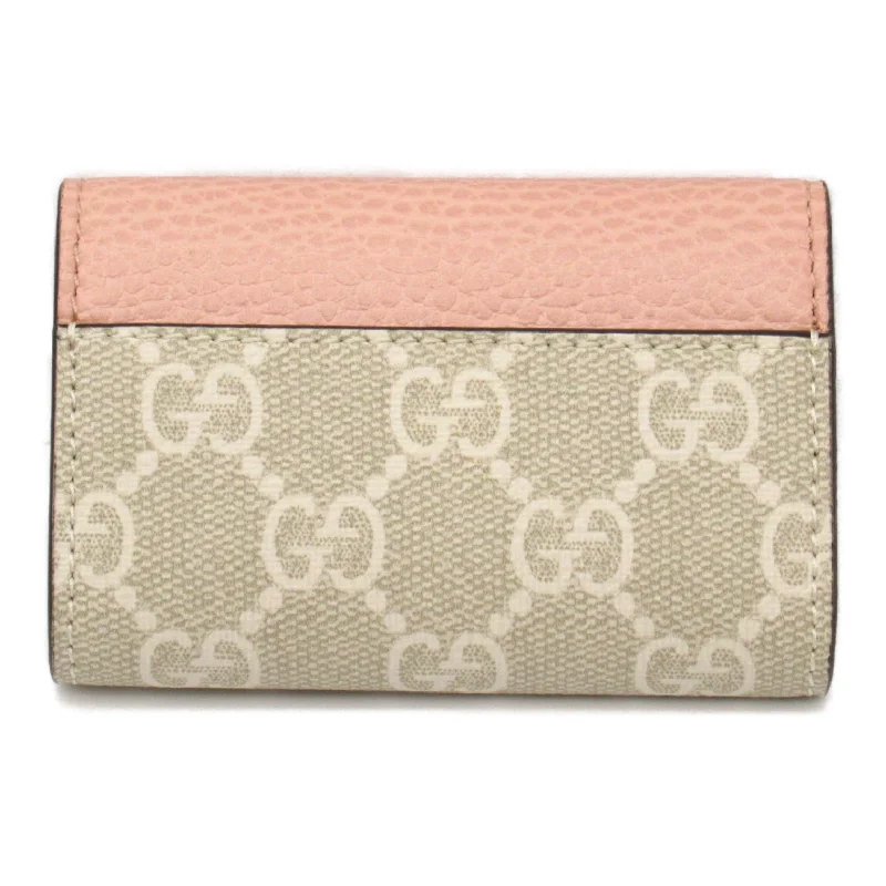 Clearance Bags For Budget Shoppers Gucci 6  Keycase Keycase Accessories Leather PVC Coated Canvas  Pink 456118
