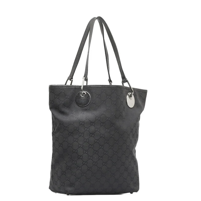 Vintage Bags For Retro And Classic Fashion Lovers Gucci GG canvas 120836 tooth bag canvas/leather black ladies