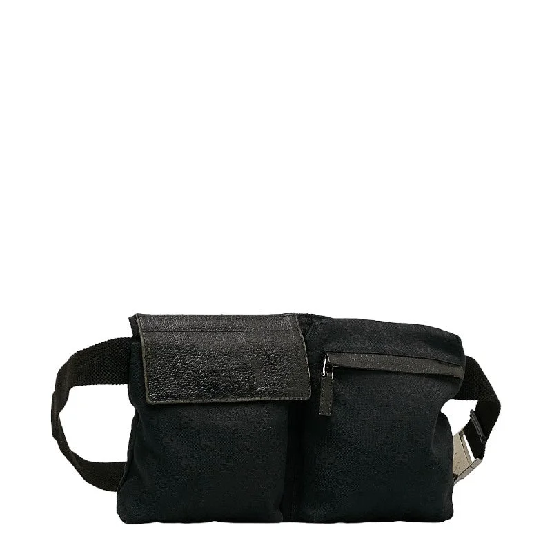 Tote Bag For Everyday Use Gucci GG Canvas Body Bag Waist Bag 28566 Black Canvas Leather Tote Bag For Everyday Use Gucci GG Canvas Body Bag Waist Bag 28566 Black Canvas Leather