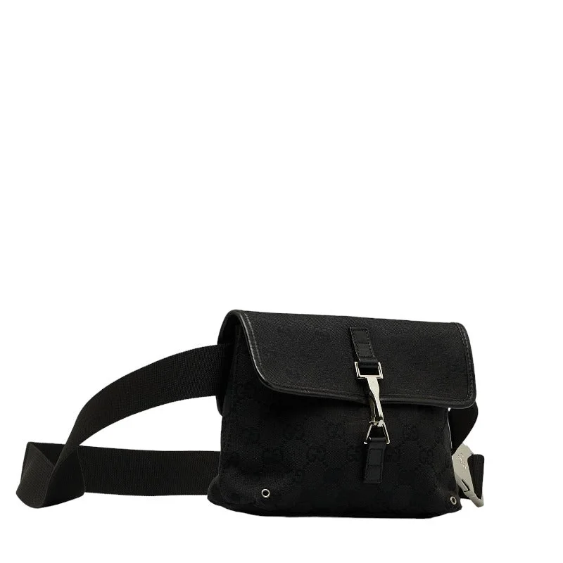 Everyday Bags For Work, School, Or Errands Gucci GG Canvas Body Bag West Bag 92543 Black Canvas Leather Ladies Gucci