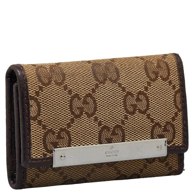 Bag For Modern Fashion Gucci GG Canvas Keycase 6  127048 Beige Brown Canvas Leather  Gucci