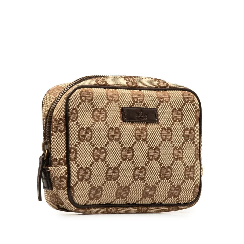 Senior Travelers Gucci GG Canvas Pouch 106647 Beige Brown Canvas Leather  Gucci