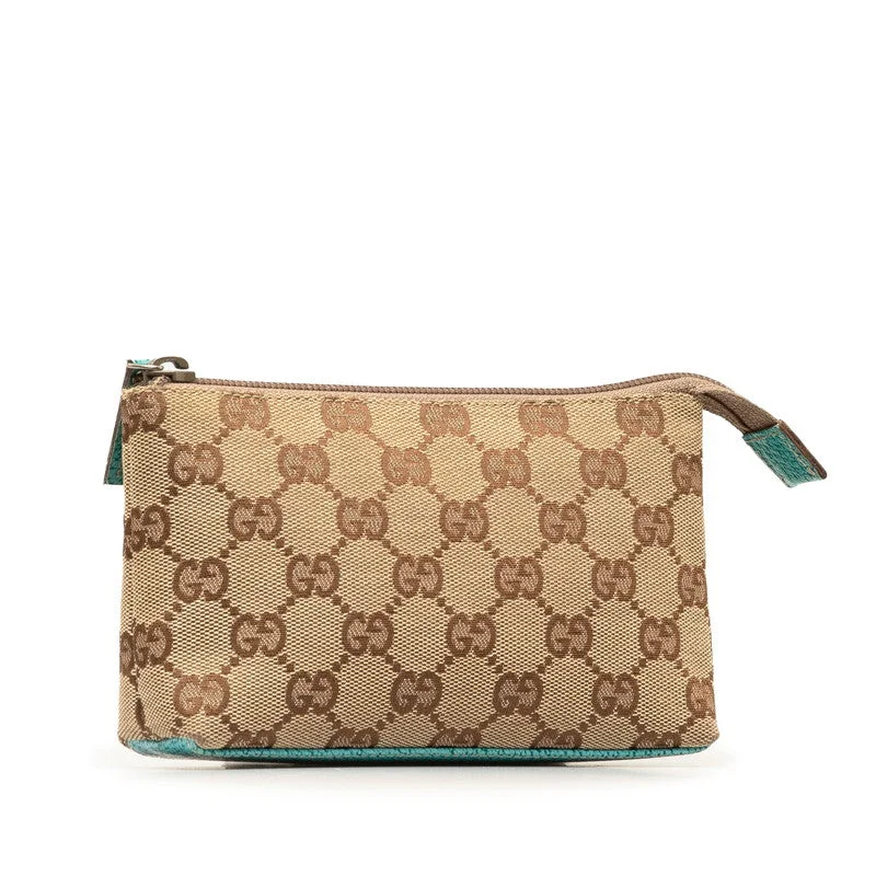 Stylish Bags For Fashion Bloggers Gucci GG Canvas Pouch 115237 Beige Blue Canvas Leather Gucci Stylish Bags For Fashion Bloggers Gucci GG Canvas Pouch 115237 Beige Blue Canvas Leather Gucci