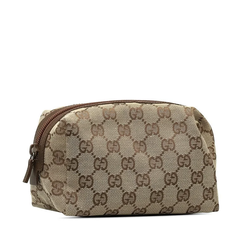 Trendy Bags Gucci GG Canvas Pouch 29595 Beige Brown Canvas Leather  Gucci