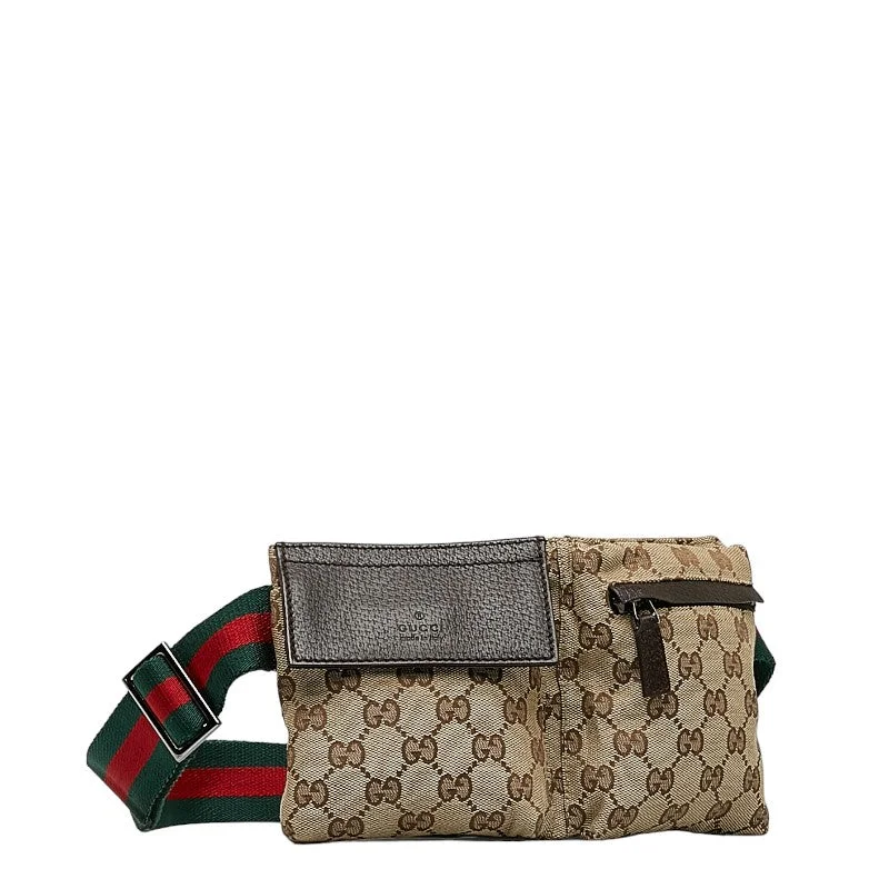 New Year Party Bag For Celebrations Gucci GG canvas sy line body bag vest bag 162962 beige brown canvas leather ladies GUCCI