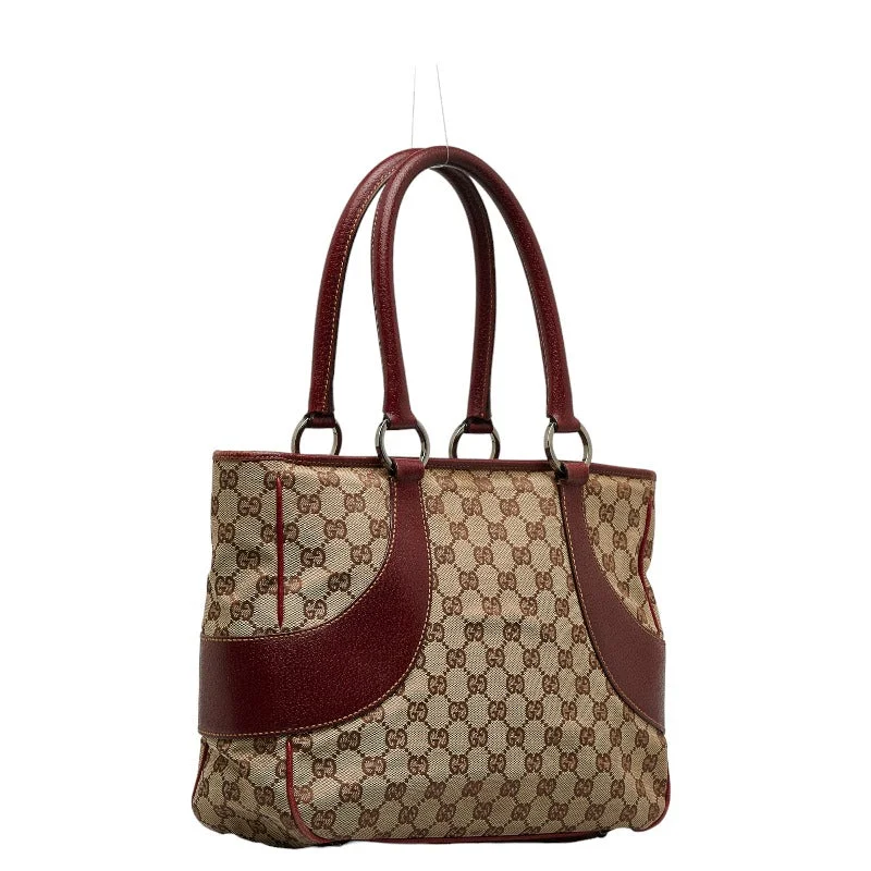 Minimalist Bags For Clean And Modern Aesthetics GUCCI Gucci GG canvas 113011 tooth bag leather/ canvas beige red