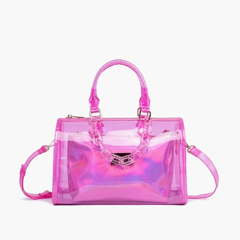 Clearance Bags For Budget Shoppers Instant Shipping! Iced Out Hologram Satchel: Pink