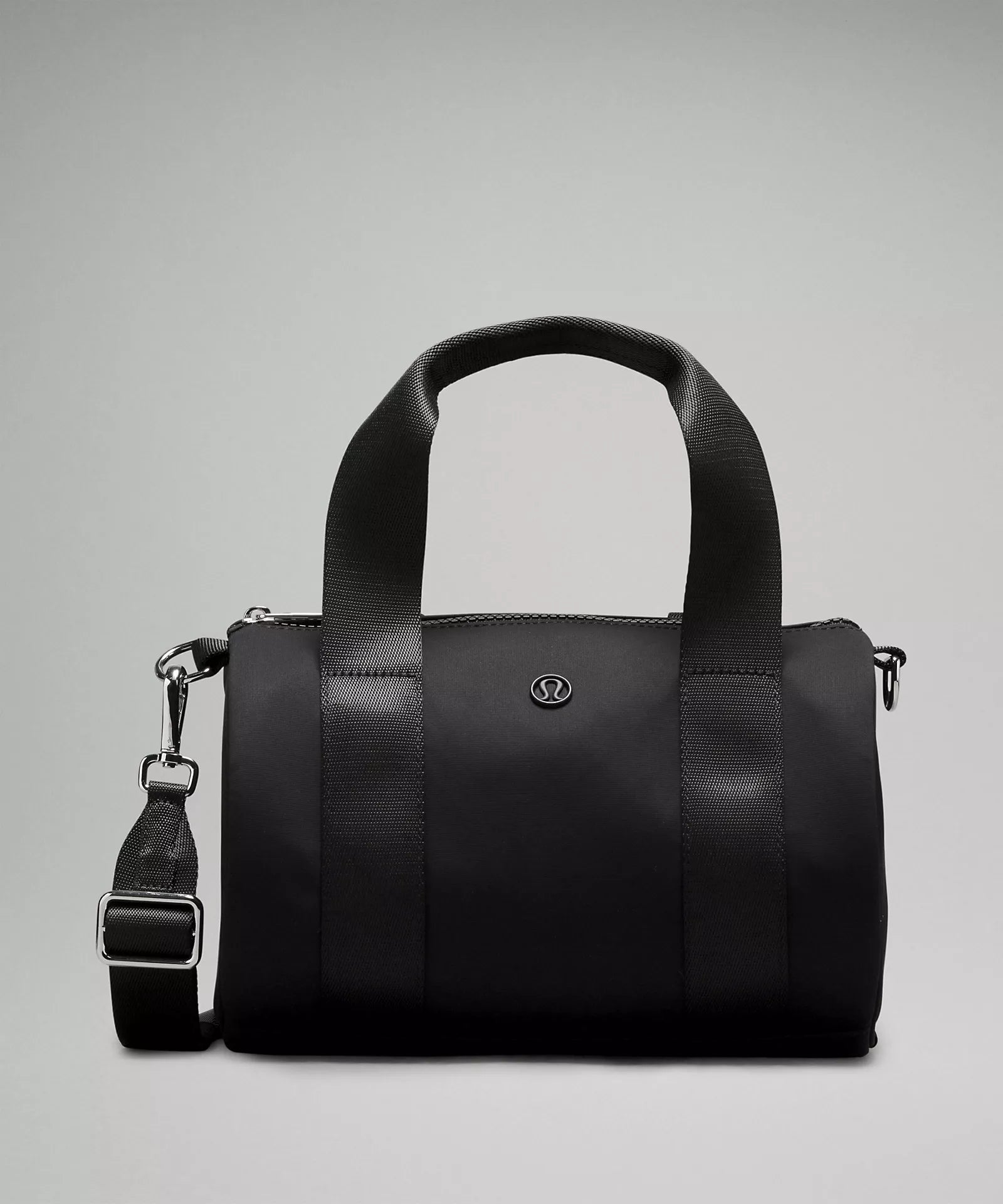 Seasonal Clearance Bags For Summer, Winter, Etc. Knit Nylon Mini Barrel Duffle | Black