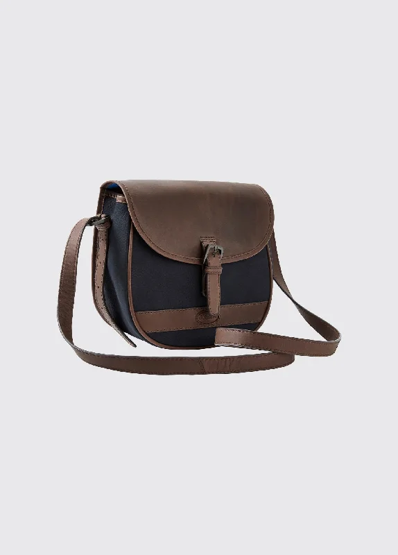 Bag For Modern Fashion Clara Ladies Leather Saddle bag - Navy/Brown